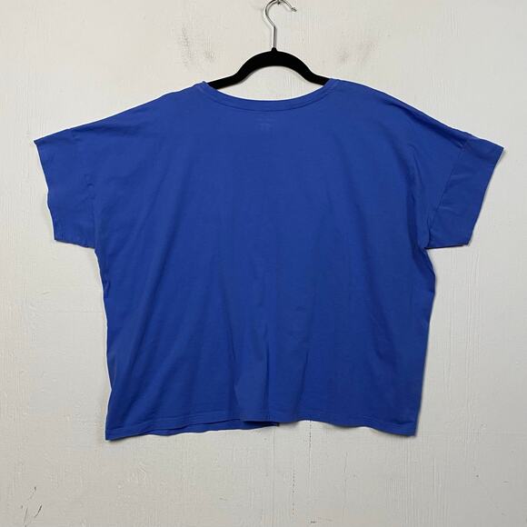 Eileen Fisher Blue Organic Cotton Crewneck Boxy T-Shirt Size Extra Large - Picture 8 of 8